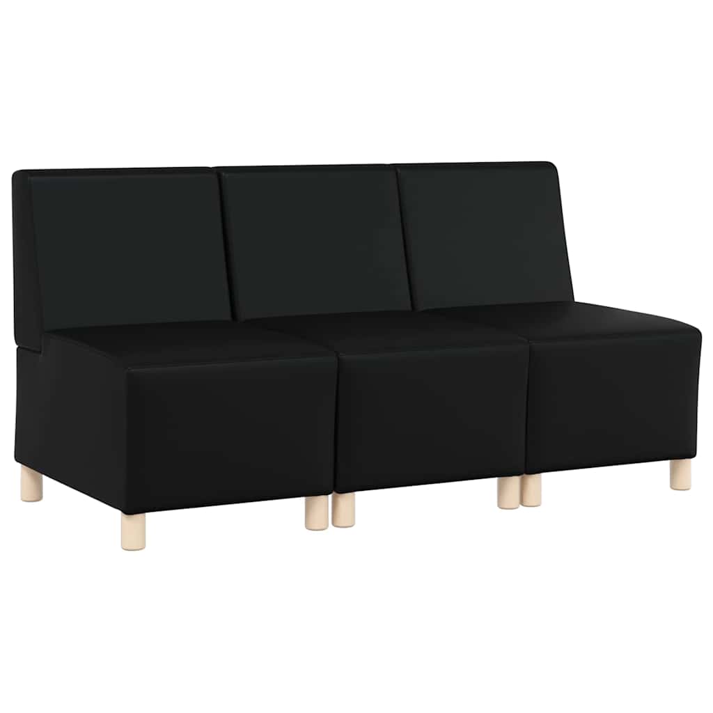 Unidade de Sofá Modular Sem Braços 3 pcs Preto 55 x 74 x 82 cm