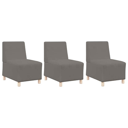 Unidade de Sofá Modular Sem Braços 3 pcs Cinzento-claro