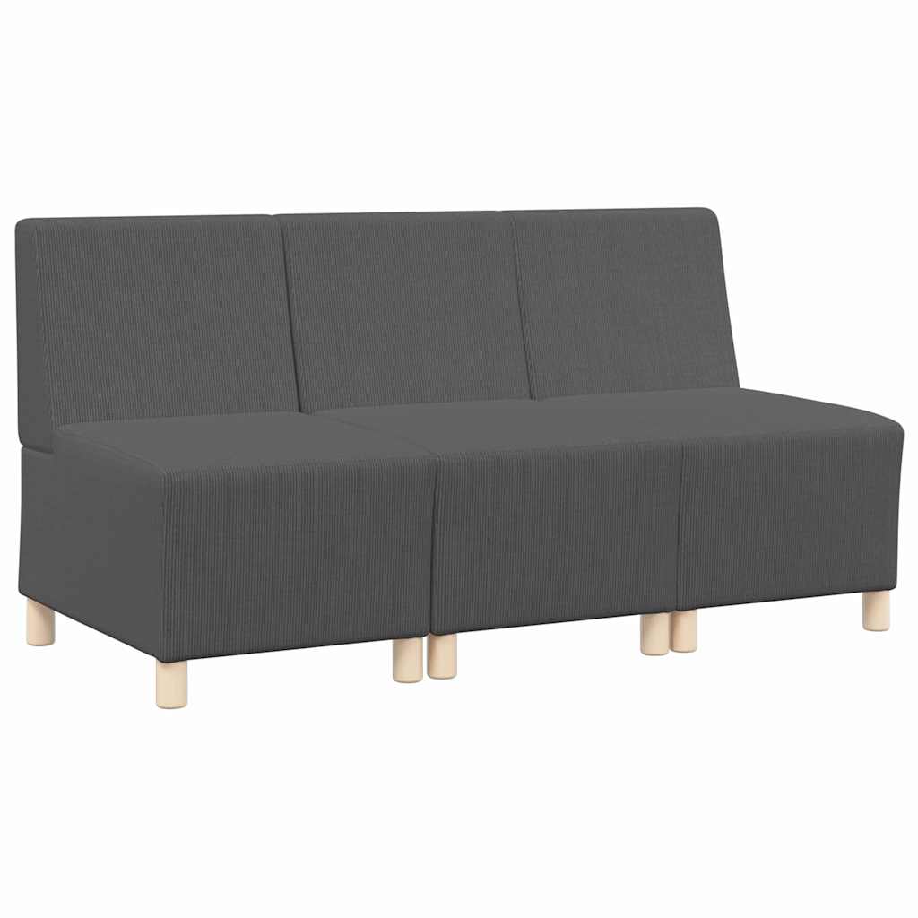 Unidade de Sofá Modular Sem Braços 3 pcs Cinza Escuro