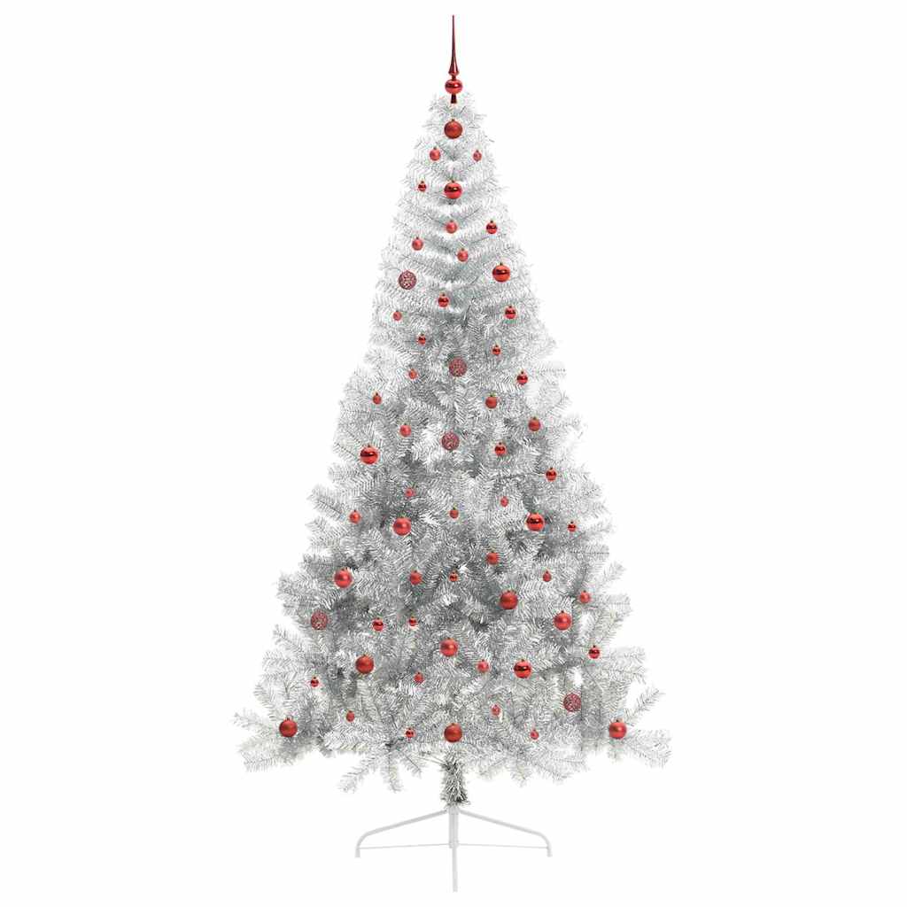 Árvore de Natal Artificial Pré-iluminada Prateado 240 cm PET