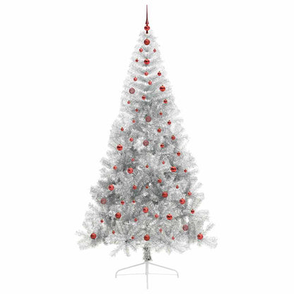 Árvore de Natal Artificial Pré-iluminada Prateado 240 cm PET