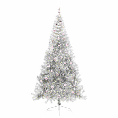 Árvore de Natal Artificial Pré-iluminada Prateado 240 cm PET