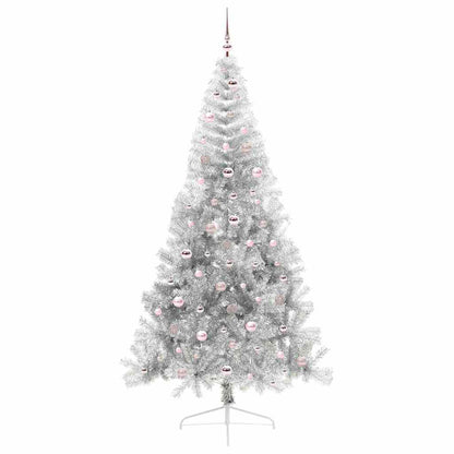 Árvore de Natal Artificial Pré-iluminada Prateado 240 cm PET