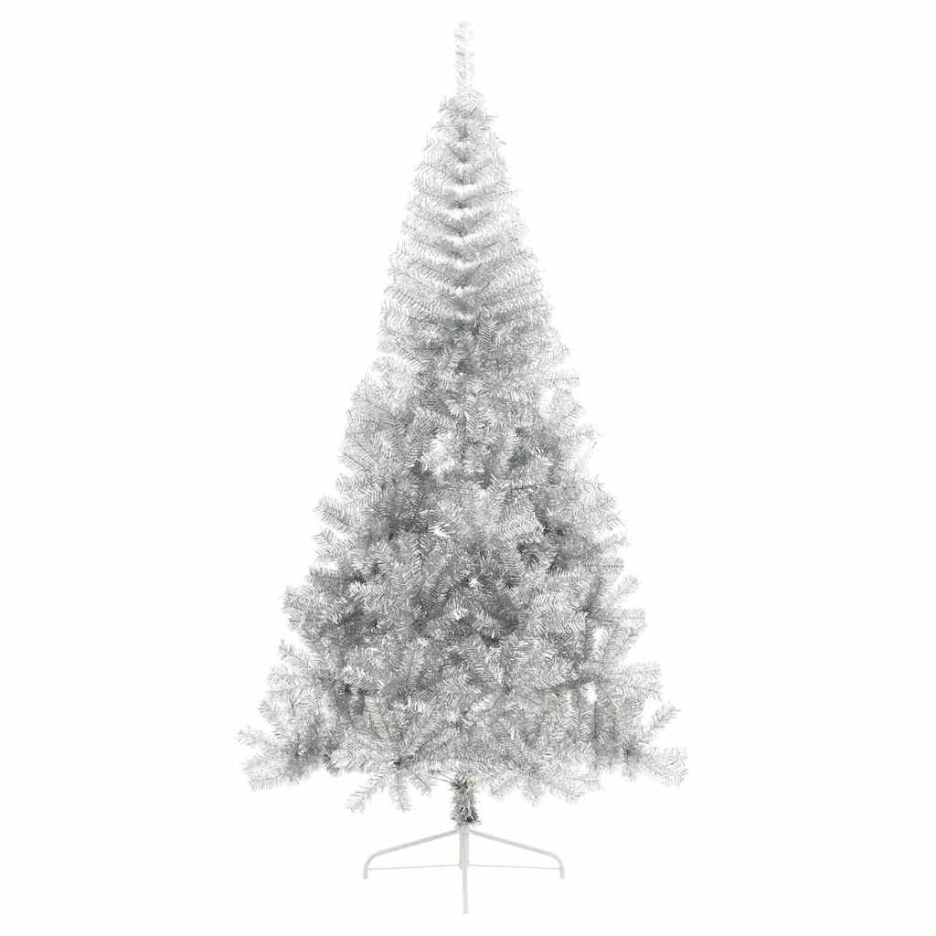 Árvore de Natal Artificial Pré-iluminada Prateado 240 cm PET