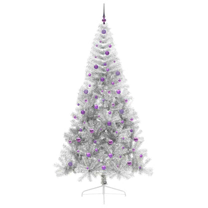 Árvore de Natal Artificial Pré-iluminada Prateado 240 cm PET