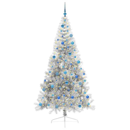 Árvore de Natal Artificial Pré-iluminada Prateado 240 cm PET