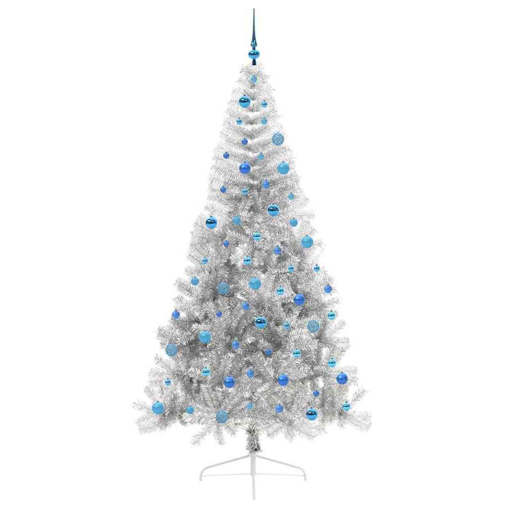 Árvore de Natal Artificial Pré-iluminada Prateado 240 cm PET