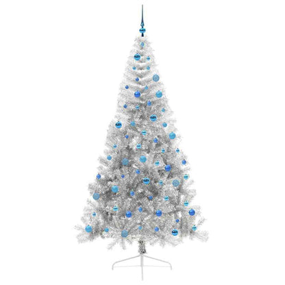 Árvore de Natal Artificial Pré-iluminada Prateado 240 cm PET