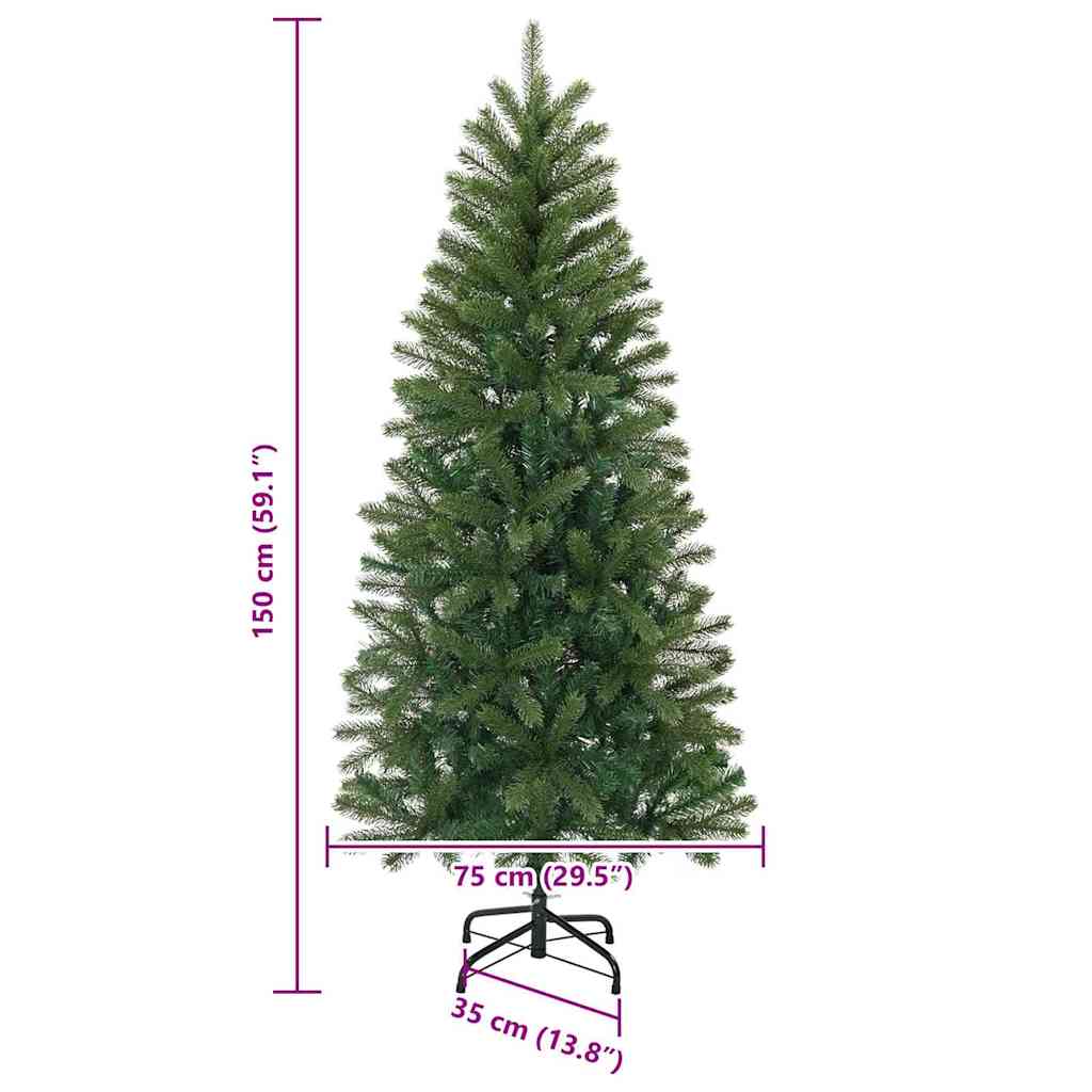 Árvore de Natal Artificial com 150 LEDs Verde 150 cm PE e PVC