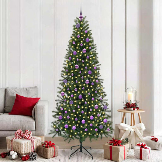 Árvore de Natal Artificial com 300 LEDs Verde 210 cm PE e PVC