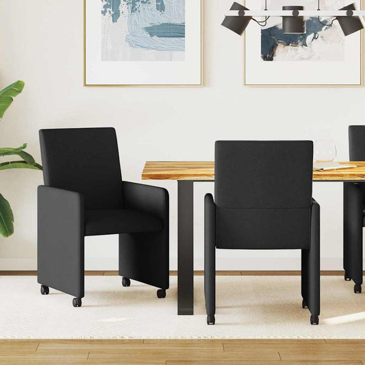 Cadeiras de Jantar com roda 2 pcs Preto 57 x 66 x 94 cm tecido