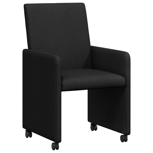 Cadeiras de Jantar com roda 2 pcs Preto 57 x 66 x 94 cm tecido