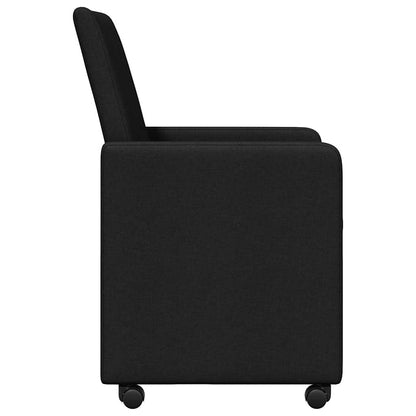Cadeiras de Jantar com roda 2 pcs Preto 57 x 66 x 94 cm tecido