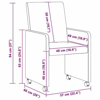 Cadeiras de Jantar com roda 2 pcs Preto 57 x 66 x 94 cm tecido