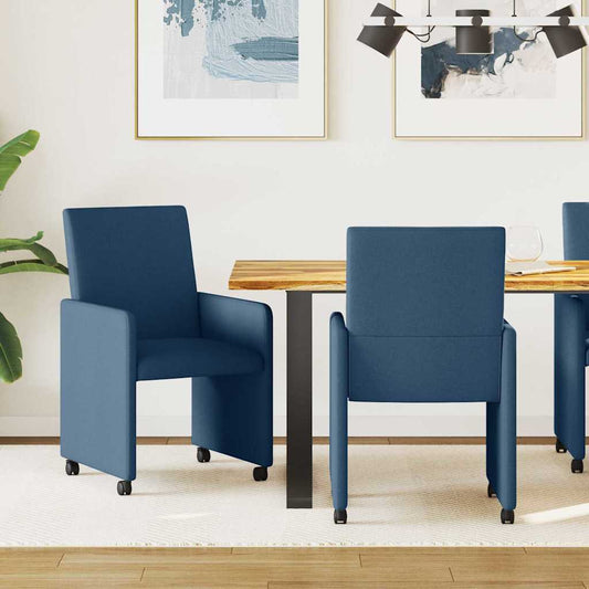 Cadeiras de Jantar com roda 2 pcs Azul 57 x 66 x 94 cm tecido