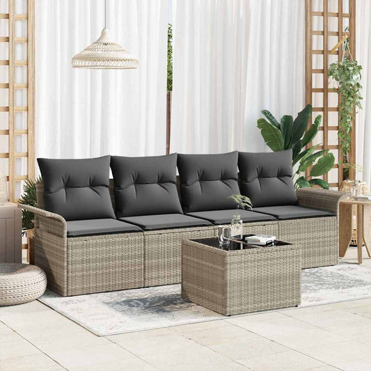 Conjunto de Sofá de Jardim 5 pcs Cinza Claro e Cinza Escuro