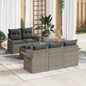 Conjunto de Sofá de Jardim 6 pcs Cinzeto Rattan e Aço e Vidro