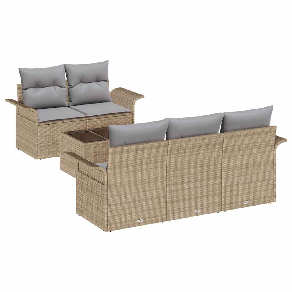 Conjunto de Sofá de Jardim com almofada 6 pcs Bege e Cinza