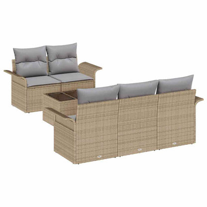 Conjunto de Sofá de Jardim com almofada 6 pcs Bege e Cinza