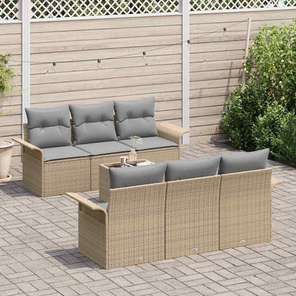 Conjunto de Sofá de Jardim 7 pcs Bege e Cinza vime PE