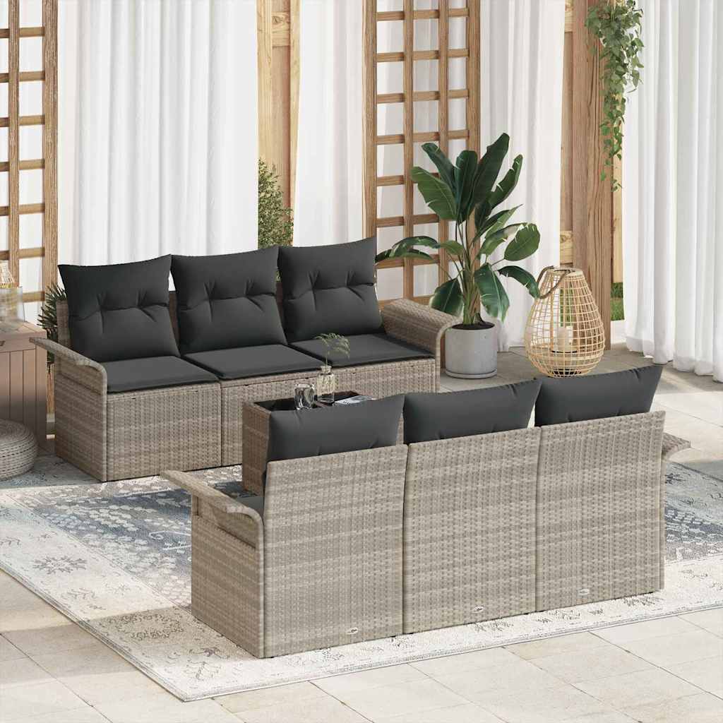 Conjunto de Sofá de Jardim 7 pcs Cinza Claro e Cinza Escuro