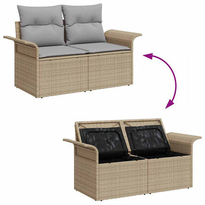 Conjunto de Sofá de Jardim com almofada 7 pcs Bege e Cinza