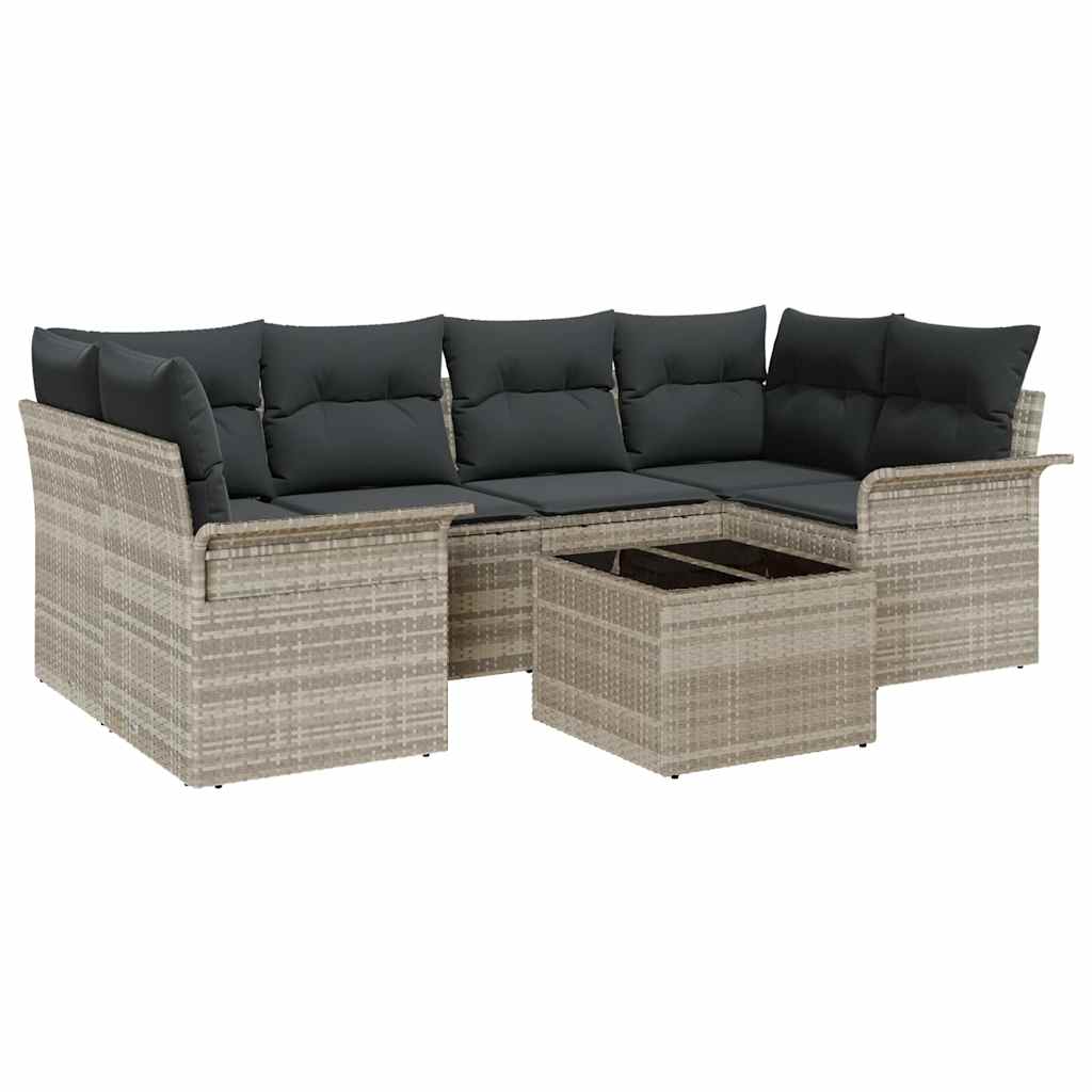 Conjunto de Sofá de Jardim 7 pcs Cinza Claro e Cinza Escuro