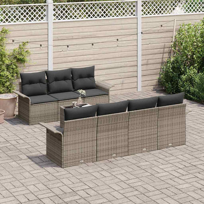 Conjunto de Sofá de Jardim com almofada 8 pcs Cinzeto vime PE