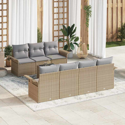 Conjunto de Sofá de Jardim 8 pcs Bege e Cinza vime PE