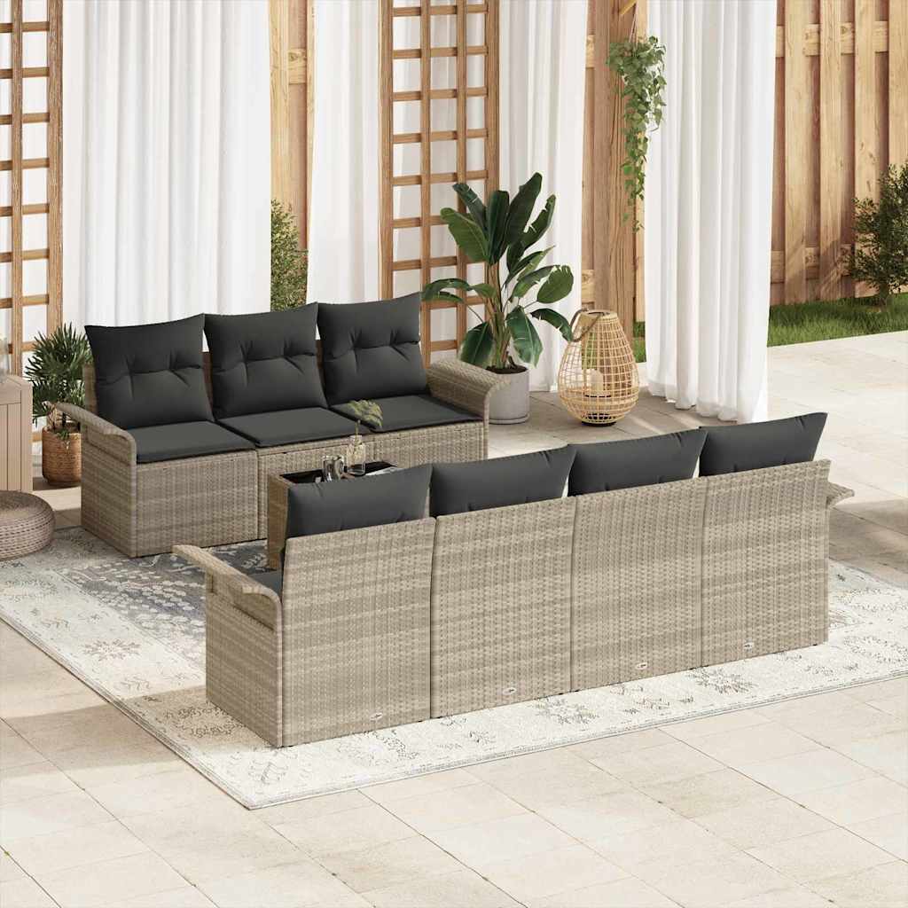 Conjunto de Sofá de Jardim 8 pcs Cinza Claro e Cinza Escuro