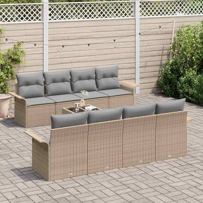 Conjunto de Sofá de Jardim 9 pcs Bege e Cinza vime PE