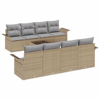 Conjunto de Sofá de Jardim 9 pcs Bege e Cinza vime PE
