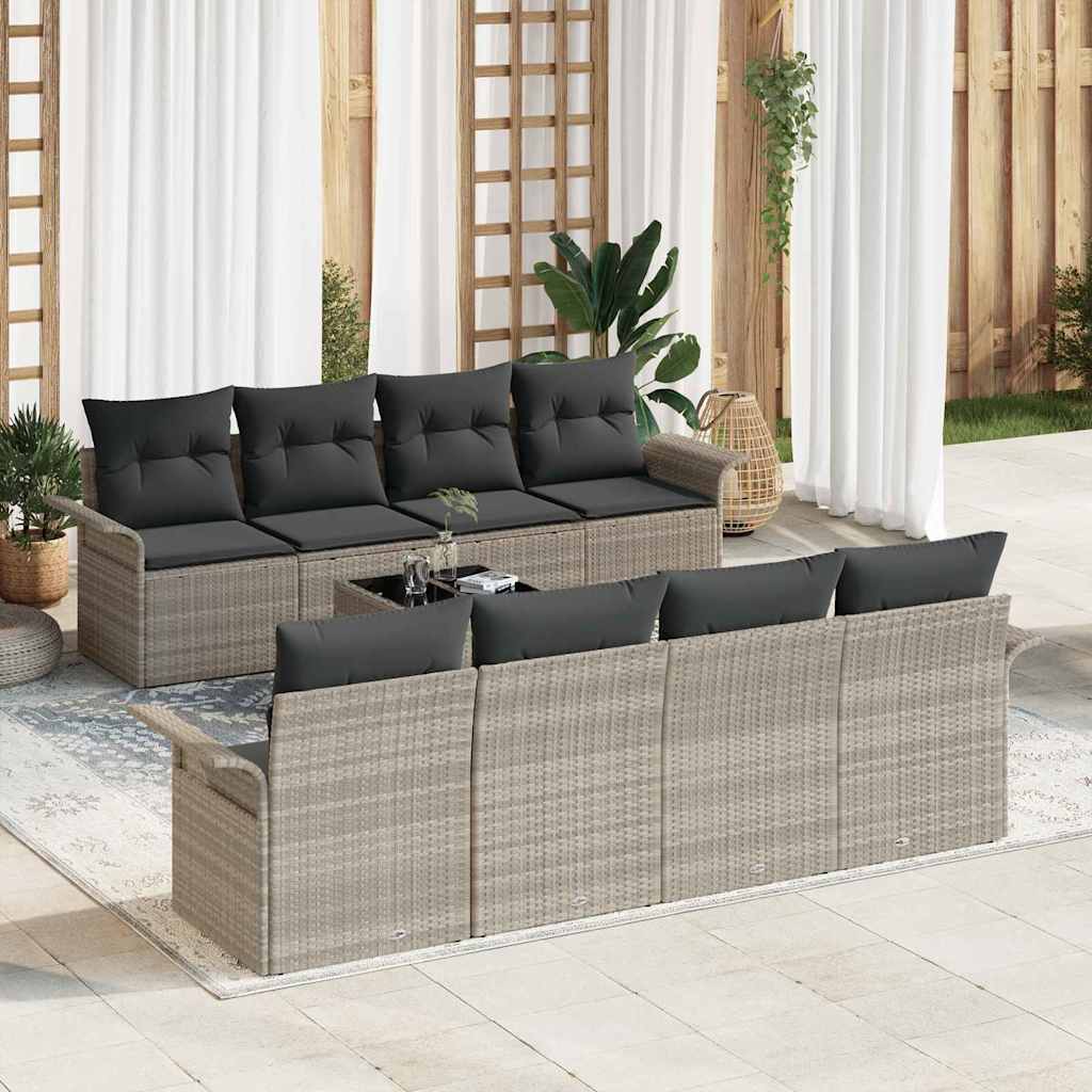 Conjunto de Sofá de Jardim 9 pcs Cinza Claro e Cinza Escuro