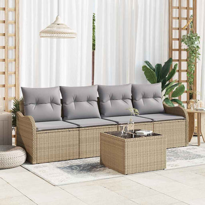 Conjunto de Sofá de Jardim com almofada 5 pcs Bege e Cinza