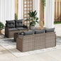 Conjunto de Sofá de Jardim 6 pcs Cinzeto Rattan e Aço e Vidro