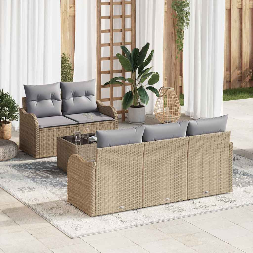 Conjunto de Sofá de Jardim com almofada 6 pcs Bege e Cinza