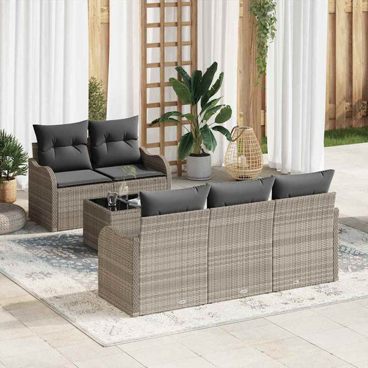 Conjunto de Sofá de Jardim 6 pcs Cinza Claro e Cinza Escuro