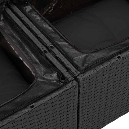 Conjunto de Sofá de Jardim Manual 6 pcs Preto 55 x 55 x 37 cm