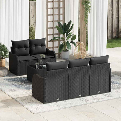 Conjunto de Sofá de Jardim Manual 6 pcs Preto 55 x 55 x 37 cm