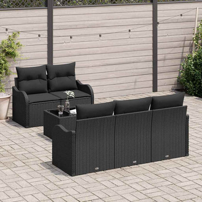 Conjunto de Sofá de Jardim Manual 6 pcs Preto 55 x 55 x 37 cm