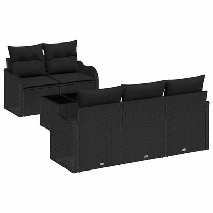 Conjunto de Sofá de Jardim Manual 6 pcs Preto 55 x 55 x 37 cm