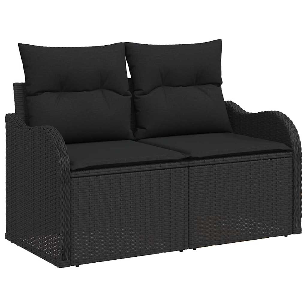 Conjunto de Sofá de Jardim Manual 6 pcs Preto 55 x 55 x 37 cm