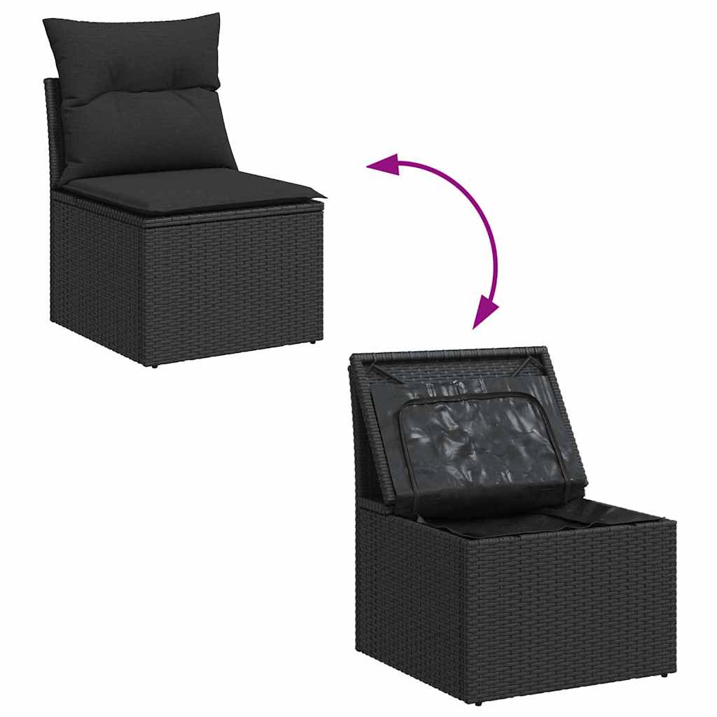 Conjunto de Sofá de Jardim Manual 6 pcs Preto 55 x 55 x 37 cm