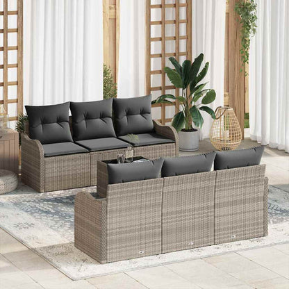 Conjunto de Sofá de Jardim 7 pcs Cinza Claro e Cinza Escuro