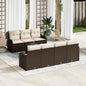 Conjunto de Sofá de Jardim 8 pcs Marrom e Creme 55 x 55 x 37 cm