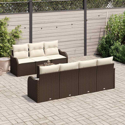 Conjunto de Sofá de Jardim 8 pcs Marrom e Creme 55 x 55 x 37 cm