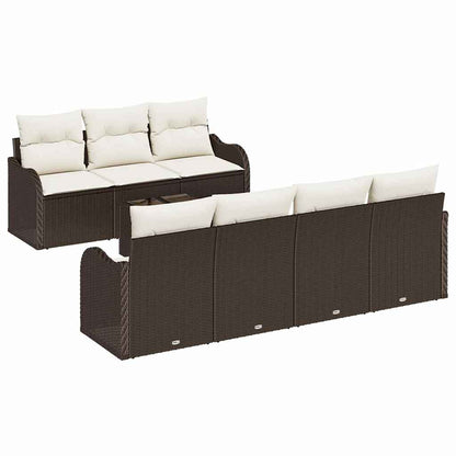 Conjunto de Sofá de Jardim 8 pcs Marrom e Creme 55 x 55 x 37 cm