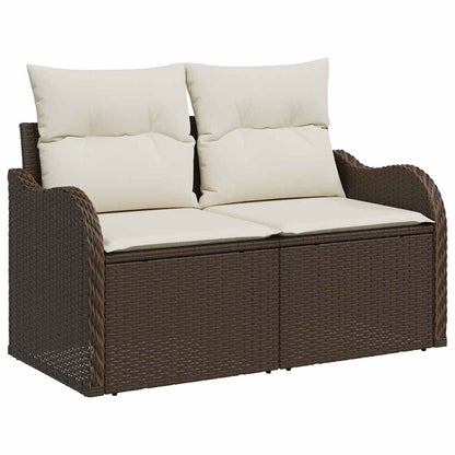 Conjunto de Sofá de Jardim 8 pcs Marrom e Creme 55 x 55 x 37 cm