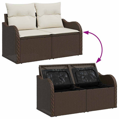 Conjunto de Sofá de Jardim 8 pcs Marrom e Creme 55 x 55 x 37 cm