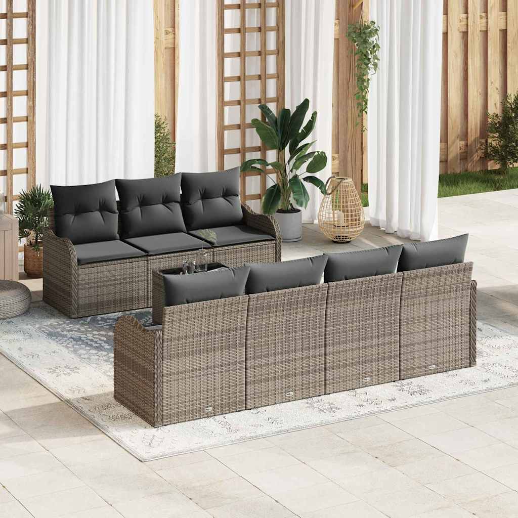Conjunto de Sofá de Jardim com almofada 8 pcs Cinzeto